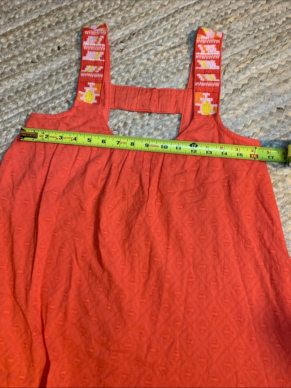 Anthropologie Coral Textured Tunic Swing Dress with Embroidered Straps size XS - Picture 12 of 13